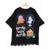 ブラック | いろんなフード柄 裾レースTシャツ | ScoLar