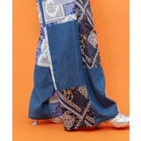 レース×バンダナ柄×花柄 パッチワーク風デニムパンツ | ScoLar | 詳細画像9