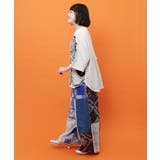 レース×バンダナ柄×花柄 パッチワーク風デニムパンツ | ScoLar | 詳細画像2