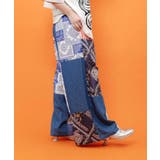 レース×バンダナ柄×花柄 パッチワーク風デニムパンツ | ScoLar | 詳細画像5