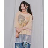 スカラーちゃん×花×惑星柄 チュール重ねTシャツ | ScoLar | 詳細画像2 