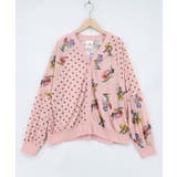 ピンク | ドット×花ネコ柄 シアーカーディガン | ScoLar