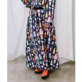 ネイビー | ボトルパラダイス 総柄ワッシャースカート | ScoLar