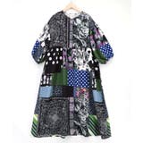 ネイビー | POPコラージュ総柄シャツワンピース | ScoLar