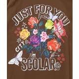 ブラウン | 2素材展開 ポップロゴお花バックプリントシャツ | ScoLar