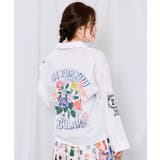 オフホワイト | 2素材展開 ポップロゴお花バックプリントシャツ | ScoLar