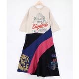 グレー | アメリカン風ロゴ 配色Tシャツワンピース | ScoLar