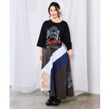 ブラック | アメリカン風ロゴ 配色Tシャツワンピース | ScoLar