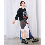 アメリカン風ロゴ 配色Tシャツワンピース | ScoLar | 詳細画像1