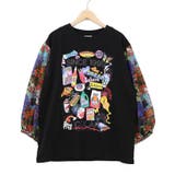 ブラック | カラフルマーケット柄 袖切替プルオーバー | ScoLar