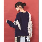 ワッペン風アップリケ付き 配色フリンジニット | ScoLar | 詳細画像4