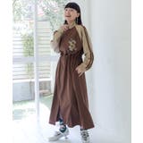 ベージュ | レオパードロゴ 配色ジャージワンピ | ScoLar