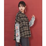 レイヤード風 チェック柄袖プリントプルオーバー | ScoLar | 詳細画像3
