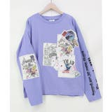 パープル | ワッペン風アップリケ刺繍Tシャツ | ScoLar