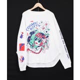 オフホワイト | 惑星ガールと宇宙ネコ柄Tシャツ | ScoLar