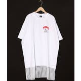 オフホワイト | NYAOS柄メッシュ切替Tシャツ | ScoLar