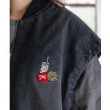 ジャンクフードとクマ・ウサギ刺繍デニムベスト | ScoLar | 詳細画像3 