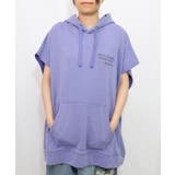 パープル | 魚屋さんとネコ柄 ケミカル加工ノースリーブパーカー | ScoLar