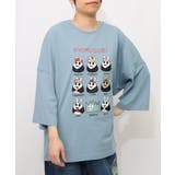ブルー | ウサギのきょむすび柄Tシャツ | ScoLar
