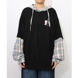 ネコとラビルのチェック柄切替フーデッドプルオーバー | ScoLar | 詳細画像7 