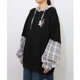 ネコとラビルのチェック柄切替フーデッドプルオーバー | ScoLar | 詳細画像8 