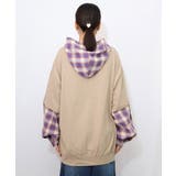 ネコとラビルのチェック柄切替フーデッドプルオーバー | ScoLar | 詳細画像15 