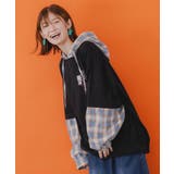 ネコとラビルのチェック柄切替フーデッドプルオーバー | ScoLar | 詳細画像3 