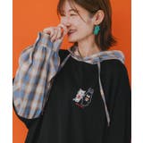 ネコとラビルのチェック柄切替フーデッドプルオーバー | ScoLar | 詳細画像6 