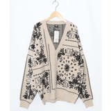アイボリー | バンダナ柄ジャガードカーディガン | ScoLar