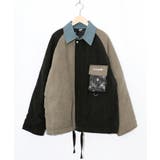 ブラック | 異素材使いの配色切替 中綿キルトジャケット | ScoLar