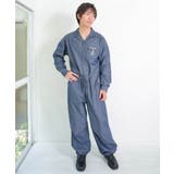 ブルー | Parityキャラ宇宙刺繍 洗い加工ジャンプスーツ | ScoLar