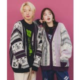 落書き調Parityキャラジャガード3Dニットカーディガン | ScoLar | 詳細画像1 