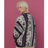 落書き調Parityキャラジャガード3Dニットカーディガン | ScoLar | 詳細画像5 