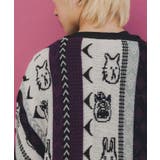 落書き調Parityキャラジャガード3Dニットカーディガン | ScoLar | 詳細画像6 