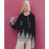 ブルー | 落書き調Parityキャラジャガードニットプルオーバー | ScoLar