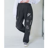 ブラック | ラビルとネコのスノーメモリー裏起毛パンツ | ScoLar