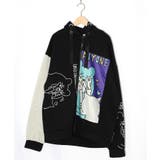 ネコとクマとチンアナゴ柄 リメイク風裏起毛パーカー | ScoLar | 詳細画像7