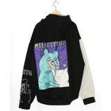 ネコとクマとチンアナゴ柄 リメイク風裏起毛パーカー | ScoLar | 詳細画像8