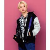 ネコとクマとチンアナゴ柄 リメイク風裏起毛パーカー | ScoLar | 詳細画像1