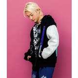 ネコとクマとチンアナゴ柄 リメイク風裏起毛パーカー | ScoLar | 詳細画像3