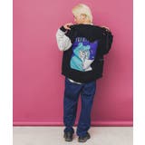 ネコとクマとチンアナゴ柄 リメイク風裏起毛パーカー | ScoLar | 詳細画像5