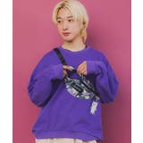 パープル | フェイクボディバッグ×ネコ刺繍付き裏毛プルオーバー | ScoLar
