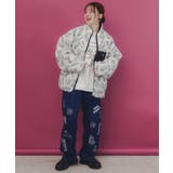 落書き調Parityキャラ厚手ボアハイネックブルゾン | ScoLar | 詳細画像1