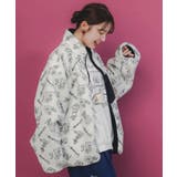 落書き調Parityキャラ厚手ボアハイネックブルゾン | ScoLar | 詳細画像3