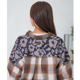 クマ花柄コーデュロイ×チェック異素材切替シャツ | ScoLar | 詳細画像14 