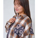 クマ花柄コーデュロイ×チェック異素材切替シャツ | ScoLar | 詳細画像15 