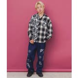 クマ花柄コーデュロイ×チェック異素材切替シャツ | ScoLar | 詳細画像2 