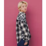 クマ花柄コーデュロイ×チェック異素材切替シャツ | ScoLar | 詳細画像4 