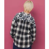 クマ花柄コーデュロイ×チェック異素材切替シャツ | ScoLar | 詳細画像5 