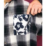 ブラック | クマ花柄コーデュロイ×チェック異素材切替シャツ | ScoLar